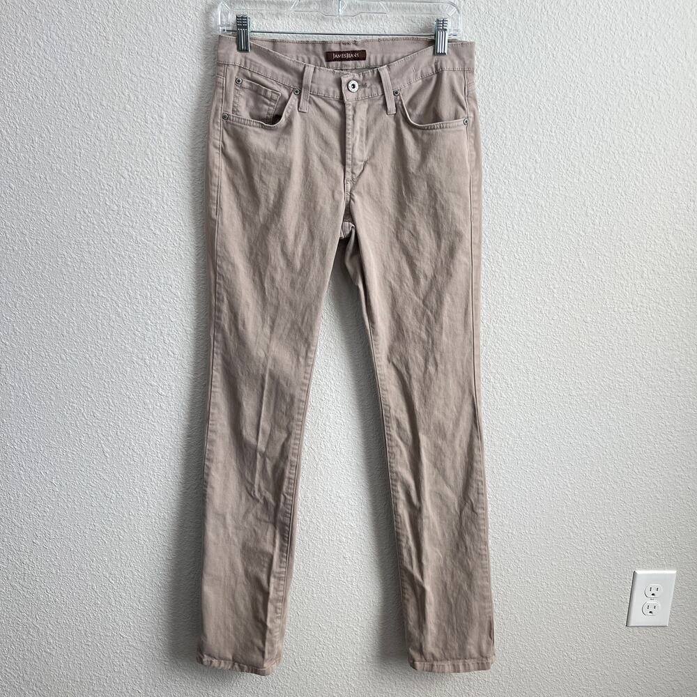 James Jeans Hunter Women's 28 Tan Khaki Straight Leg Mid Rise Stretch Denim